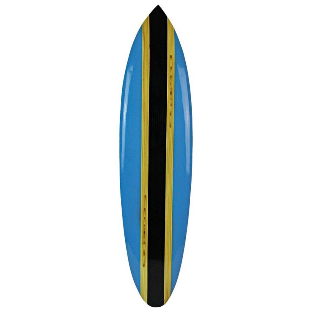 Chesapeake Bay - Striped Wooden Surfboard Wall Hanging 39 inch - Blue